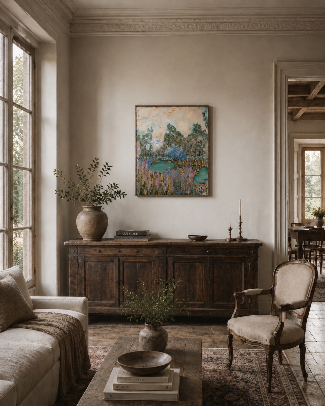 Alan's Garden — original abstract oil and acrylic painting by Elma Atelier, 80x100cm