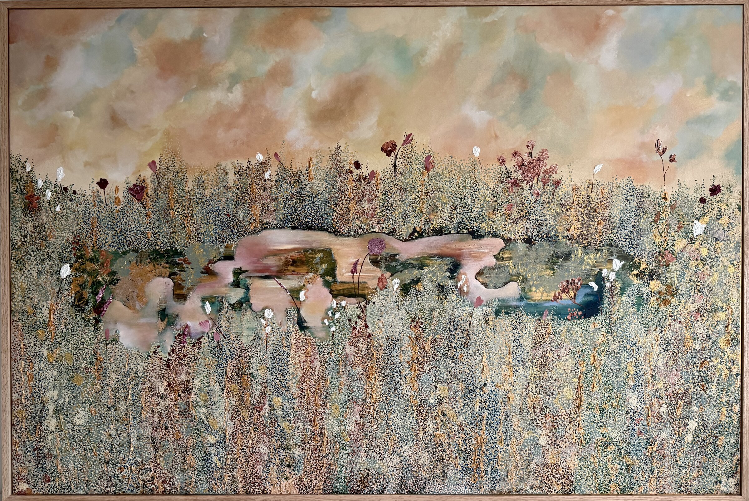 Terracotta Blues — original abstract oil and acrylic painting by Elma Atelier, 150x100cm